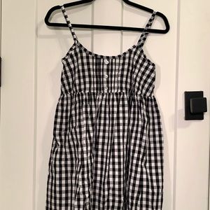 monochrome black and white gingham babydoll dress